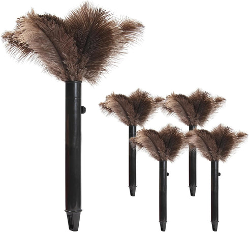 Extendable Ostrich Feather Duster for Dusting, Soft & Natural Feather Cleaning Tool with Adjustable 15-Inch Handle, Eco-Friendly and Reusable Hand...