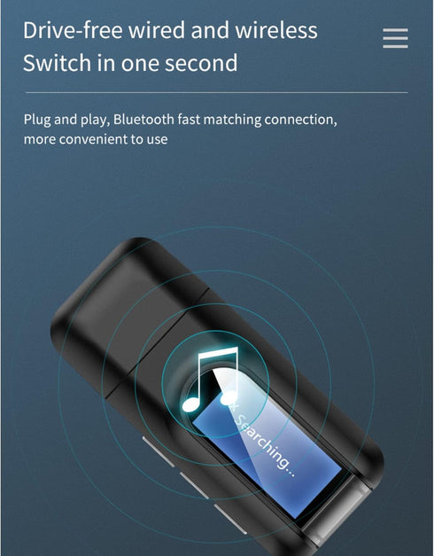 Bluetooth 5.0 Transmitter Receiver, 2 in 1 USB Portable Audio Adapter with LCD Display, 3.5MM Visualization Bluetooth AUX Adapter Dongle for PC Ca...