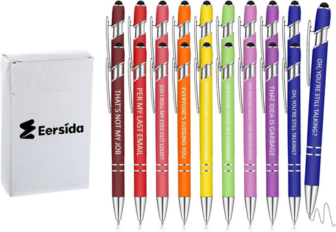 Snarky Office Pens Funny Insulting Pens Arcastic Negative Quotes Ballpoint Pens Macaron Touch Stylus Pens for Office, Black Ink(20 Pcs)......