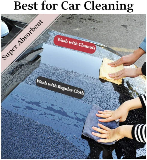 Chamois Drying Cloth Car Drying Towel Real Leather Super Absorbent Fast Drying Natural Chamois Car Wash Cloth Accessory (7.25 SQ FT in Total)...