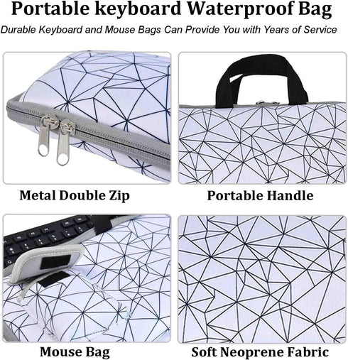 Neoprene Keyboard Carrying Case with Mouse Bag for Logitech MK270 Wireless Keyboard and Mouse Combo-Wireless Keyboard Sleeve (White)...