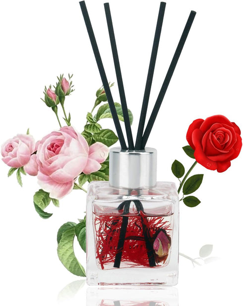 Reed Diffuser Set,Rose Scent Oil with Stick for Bedroom Office Gym and Stress Relief, Home Fragrance Products 50ml/1.7 oz...