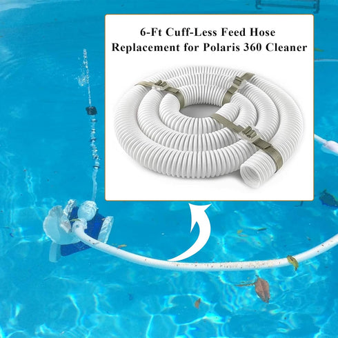 Replacement Pool Cleaner 6-Ft Cuffless Feed Hose for Polaris 360 Cleaner 9-100-3102 1-1/2" Diameter,Pool Accessories...