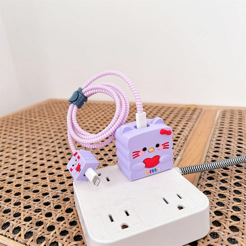Cute Cartoon Charger Protector Case - Compatible for iPhone 18W 20W USB-C Power Adapter and Lightning Cable (15)......