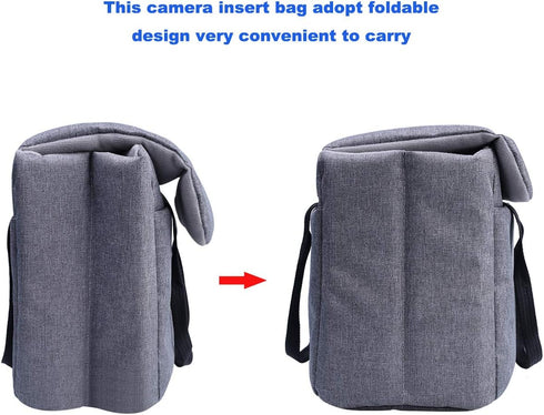 BOMKEE Camera Inserts Protective Bag Padded Insert Camer Cube Water Resistant DSLR SLR Case Foldable Liner for Sony,Canon,Nikon,Olympus Camera Len...