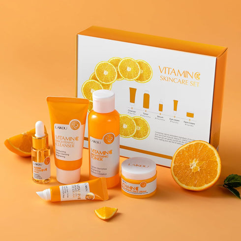 Skin Care Set Vitamin C Women Beauty Gift Sets Skin Care Kit with Cleanser, Toner, Serum, Eye Cream, Face Cream Travel Kit for Women Teen Girls Mo...