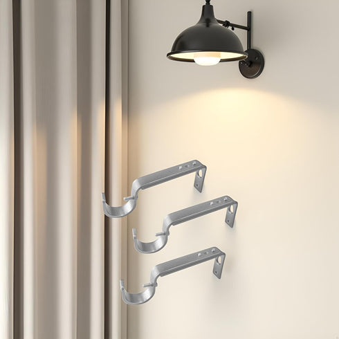 IHRDNNR Curtain Rod Holders Silver Heavy Duty Adjustable Rod Brackets for 7/8 or 1 Inch Rods, Set of 3 (Silver)...