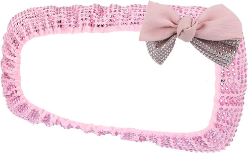 X AUTOHAUX Bling Car Mirror Accessories Charm Shining Car Rear View Mirror Decorative Cover Faux Crystal Rhinestone with Bow Knot for Women Pink...
