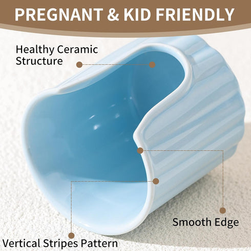 Kid Ceramic Bathroom Cup Dispenser with Stylish Vertical Stripes - Dixiee Cup Dispenser & Mouthwash Cup Holder Holds 3oz Paper Cups for Rinsing Cu...