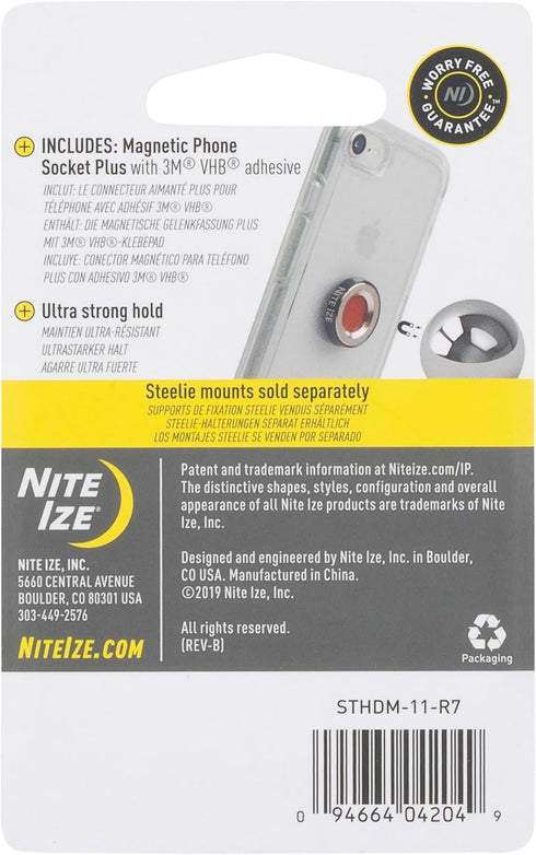 Nite Ize Steelie Magnetic Phone Socket Plus - Dashboard Phone Mount Socket with Strong Magnet - Phone Holder Accessory Compatible with Steelie Pho...