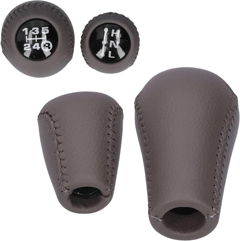 Gear Shift Knob, 5 Speed Manual Gear Shift Knob Lever Fit for 4Runner/Hilux/Land Cruiser Prado 33504-20120-C0(Brown)...