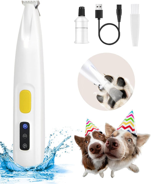 Upgraded Dog Paw Trimmer with LED Light, 18 mm Widen Blade, 35 dB Low Noise, LED Display, Fully Waterproof, Rechargeable Clipper for Dogs Cats Tri...