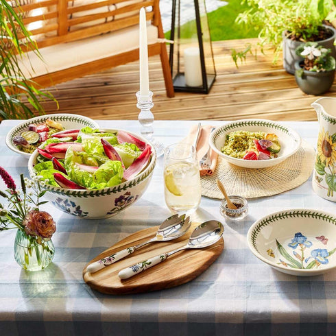 Portmeirion Botanic Garden 10" Serving Spoon, Foxglove Motif - Porcelain Handle & Stainless Steel, Chip-Resistant Glaze - Ideal Kitchen Tool for C...