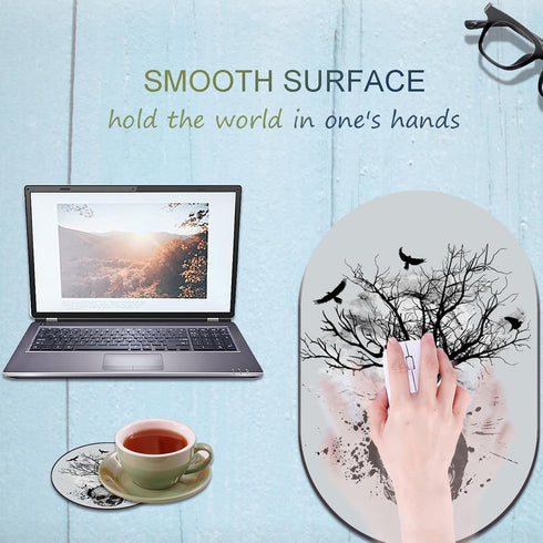 Desktop Non-Slip Mouse Pad and Coaster Combination, Personality Mouse Pad Pattern, Suitable for Office and Home Mouse Pad, Black and White Skull H...