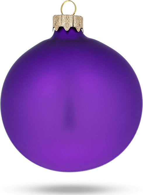 Set of 4 Matte Purple Glass Ball Christmas Ornaments 4 Inches...