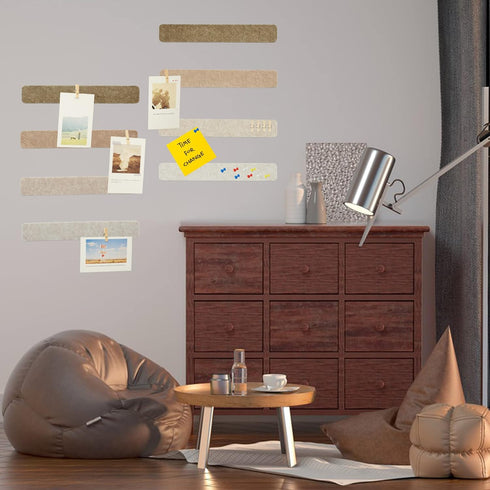 8Pcs Bulletin Board Strips, Camel-Brown Felt Pin Board Bar Strips with 50 Pushpins, Self-Adhesive Felt Cork Board Strips for Wall to Display Your ...