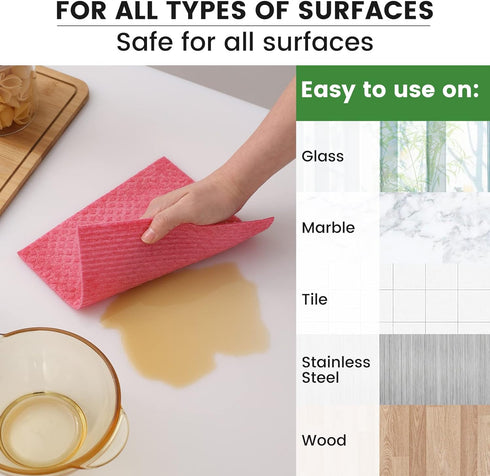 Homaxy Swedish Dishcloths for Kitchen, 10 Pack Reusable and Washable Cellulose Sponge Cloths Dish Towels, Absorbent and No Odor Paper Towels for D...
