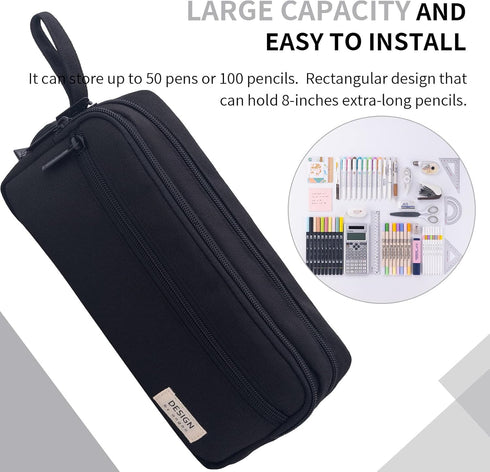 HVOMO Large Pencil Case High Capacity Holder Box Storage bag Desk Organizer Marker Pouch Pen For Middle School Office College Adult Girl and Boy(B...