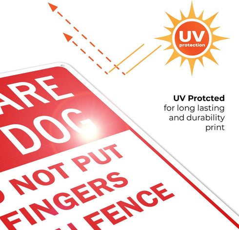 Beware of Dog Do Not Put Fingers Thru Fence Sign, 10x14 Inches, Rust Free .040 Aluminum, Fade Resistant, Made in USA by Sigo Signs...