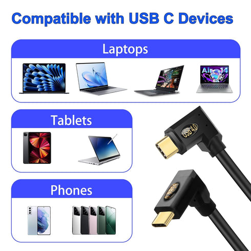 USB4 C Cable 90 Degree Right Angle USB C to USB C Cable 240W USB4.0 Type C Fast Charging Cable Support Thunderbolt 3 8K Video 40Gbps Data Transfer...