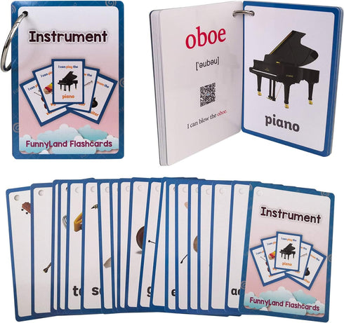 20PCS/Set Instrument Kids Gifts English Flash Cards Pocket Card Educational Learning Baby Toys for Children Pre-Kindergarten...