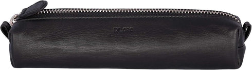 Leather Zippered Fountain Ballpoint Rollerball Pens and Pencils Case Holder Pouch Genuine Full Grain Soft Nappa Leather (Black)...