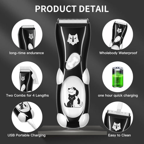 Dog Clippers Low Noise Dog Grooming Kit Pet Shaver for Thick Coats Waterproof Cat Hair Trimmer Professional Grooming Tools...