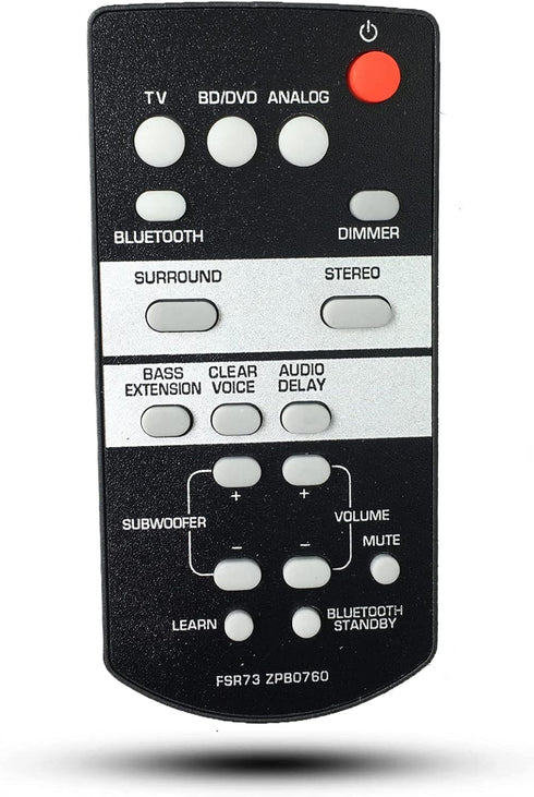 Replacement Remote Control FSR73 ZP80760 Compatible for Yamaha Sound Bar Home Theater Speaker System ATS-1050 SRT-700 YAS-105 Soundbar...