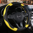 Leather Steering Wheel Cover, Breathable, Anti Slip & Odor Free, Black and Yellow...