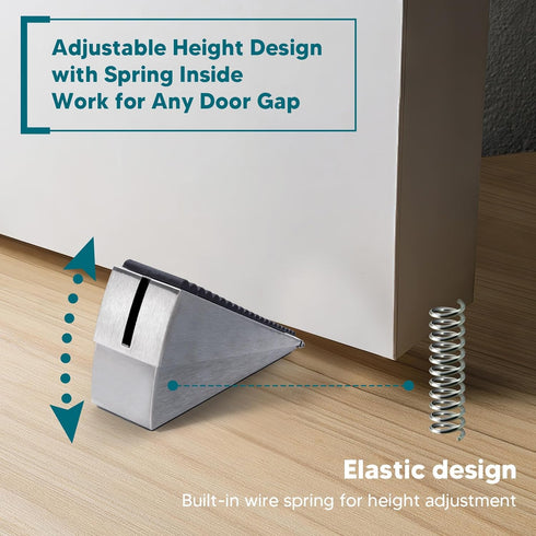 Silver Heavy Duty Door Stopper, Metal Rubber Door Wedge, Large Door Stop for Bottom of Door, Suits Any Heavy Door Gap...