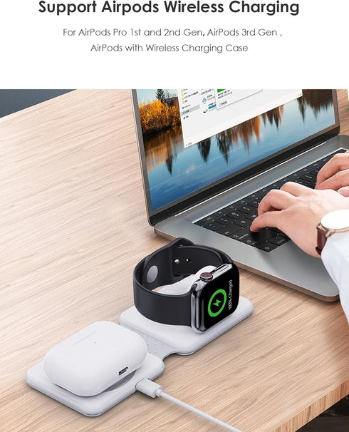 15W Portable Magnetic Wireless Charging Station Compatible with Mag-Safe Charger and iPhone15/pro max/14/13/12,for Apple Watch/iWatch Ultra/Series...