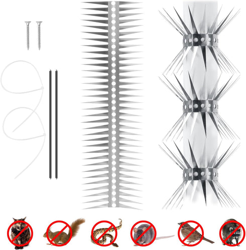 Bird Spikes Stainless Steel Fence Spikes for Pigeons Raccoon Snakes Deterrent Spikes Defender for Outside (20in)...