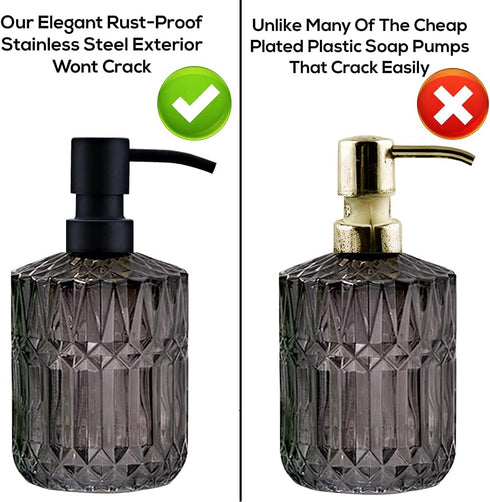 Black Soap Dispenser Pump Replacement - Matte 304 Stainless Steel Hand Soap and Lotion Dispenser Pumps Replacement for Regular Glass Mouth Bottles...