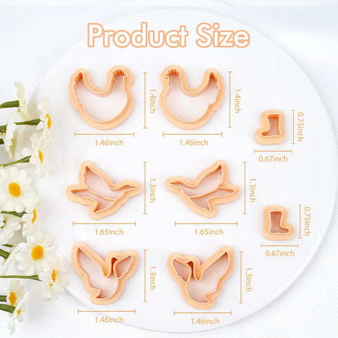 Puocaon Farm Polymer Clay Cutters - 8 Pcs Chicken Clay Cutters for Polymer Clay Jewelry, Goose Polymer Clay Cutters for Jewelry Making, Special Ch...