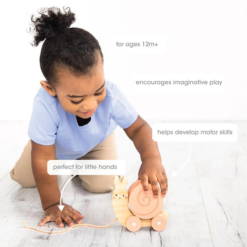 Pearhead Montessori Snail Pull Toy, Pull Along Wooden Toy, Early Development Push and Pull String Toy, Motor Skill Toy for Toddlers Ages 1+ Year...