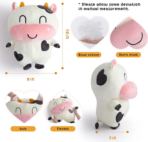 Cow Stuffed Animal Plush Toy Stuffed Cow Plush Pillow Love Cow Valentines Stuffed Animal Plush Cow Toys Cow Plushies 12 Inch Black and White Cows ...