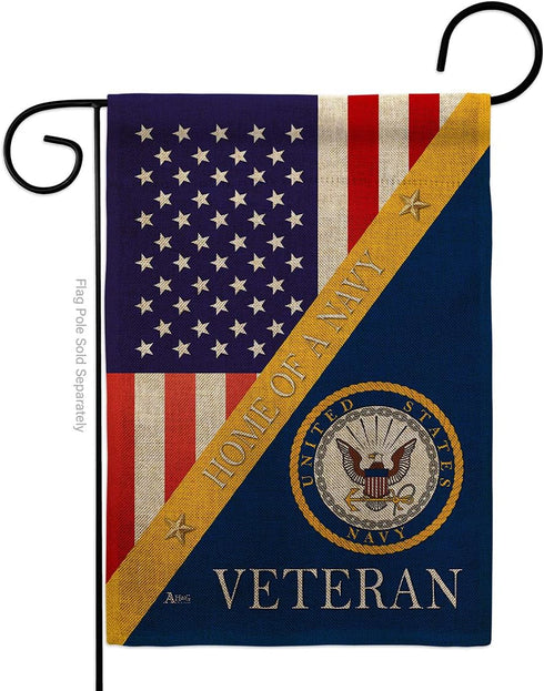 Home of Navy Burlap Garden Flag - Armed Forces USN Seabee United State American Military Veteran Retire Official - House Decoration Banner Small Y...