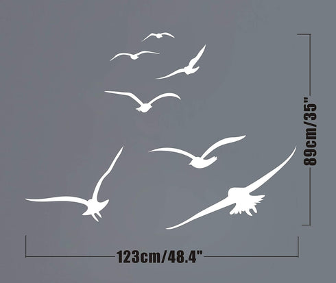 Flying Birds Wall Decals, Vinyl Stickers for Dorm, Nursery, Office, Kids Room, Bedroom, Living Room - Modern Home Decor Y20 (White)...