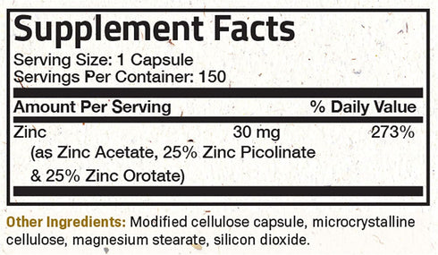 Futurebiotics Zinc Triple Action 30mg Key Nutrient Blend Immune Support Zinc Supplement with Zinc Acetate, Picolinate & Orotate - Immune, Antioxid...