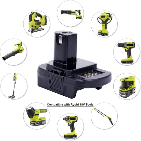 DM18RL 20V Battery Adapter for Ryobi 18V Tools, Convert DeWalt 20V Lithium Battery &Milwaukee 18V Lithium Battery to Ryobi 18V NiCad & NiMh Li-ion...