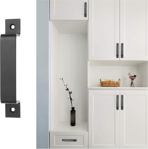 Kare Kind 1x Barn Door Handle (Black) - 7.48-inch Steel with Smooth Edges - Rustic Door Pull for Barn Doors, Sheds, Garages, Gates - Tapping Screw...