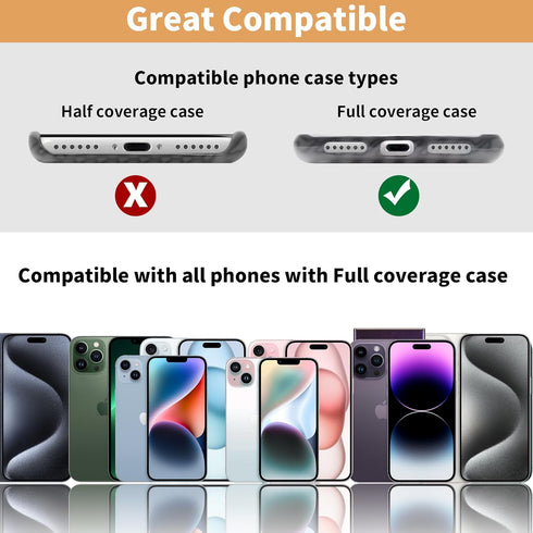 2pcs Transparent Phone Tether Tabs for Clear Phone Cases, Cell Phone Tether Replacement for iPhone Smartphone Case (Square Type - Silver Buckle)...