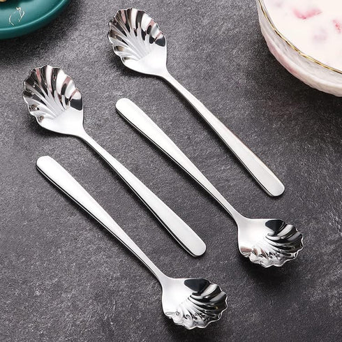 Csinos 304 Stainless Steel Spoon Shell Shape Flatware Spoon Set...