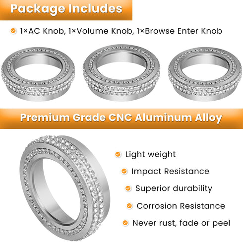 Air Conditioner Switch Knob Cover for 2018-2025 Jeep Wrangler JL JLU Gladiator JT Bling Crystal Rhinestone Button Cover Decoration Twist Ring Trim...
