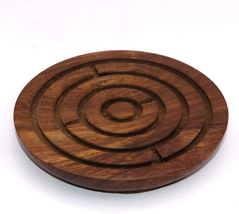 Ajuny Handcrafted Indian Wooden Round Labyrinth Ball Maze Puzzle Board Game Challenging Education Game, Brain Teaser for Kids, Adults...