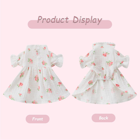 Floral Dog White Dress for Small Dog Girl Chihuahua Yorkies Princess Dress Summer Skirt for Puppy Kitten S...