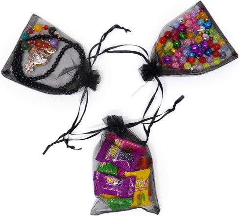 50Pcs Black Organza Bags 8X12 inch, Large Mesh Bags Drawstring Sheer Halloween Goodie Gift Bags for Christmas Wedding Party Favor Bags...