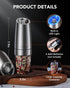 Electric Salt and Pepper Grinder Set, Upgraded 4 Batteries, Automatic Pepper Grinder with LED Light, Adjustable Coarseness One Hand Operation, Sta...