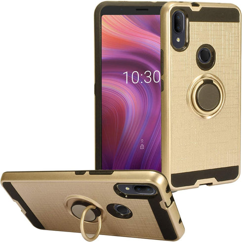 for Alcatel 3V (2019) 5032W - Hybrid Phone Case w/Ring Stand - RS2 Gold...