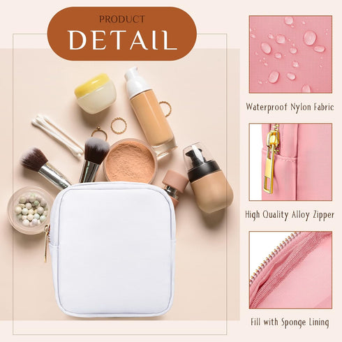 Remerry 6 Pcs Nylon Cosmetic Bag Travel Make up Pouch Toiletry Bag with Zipper Preppy Makeup Bag Waterproof Makeup Organizer Bag Set for Women Gir...
